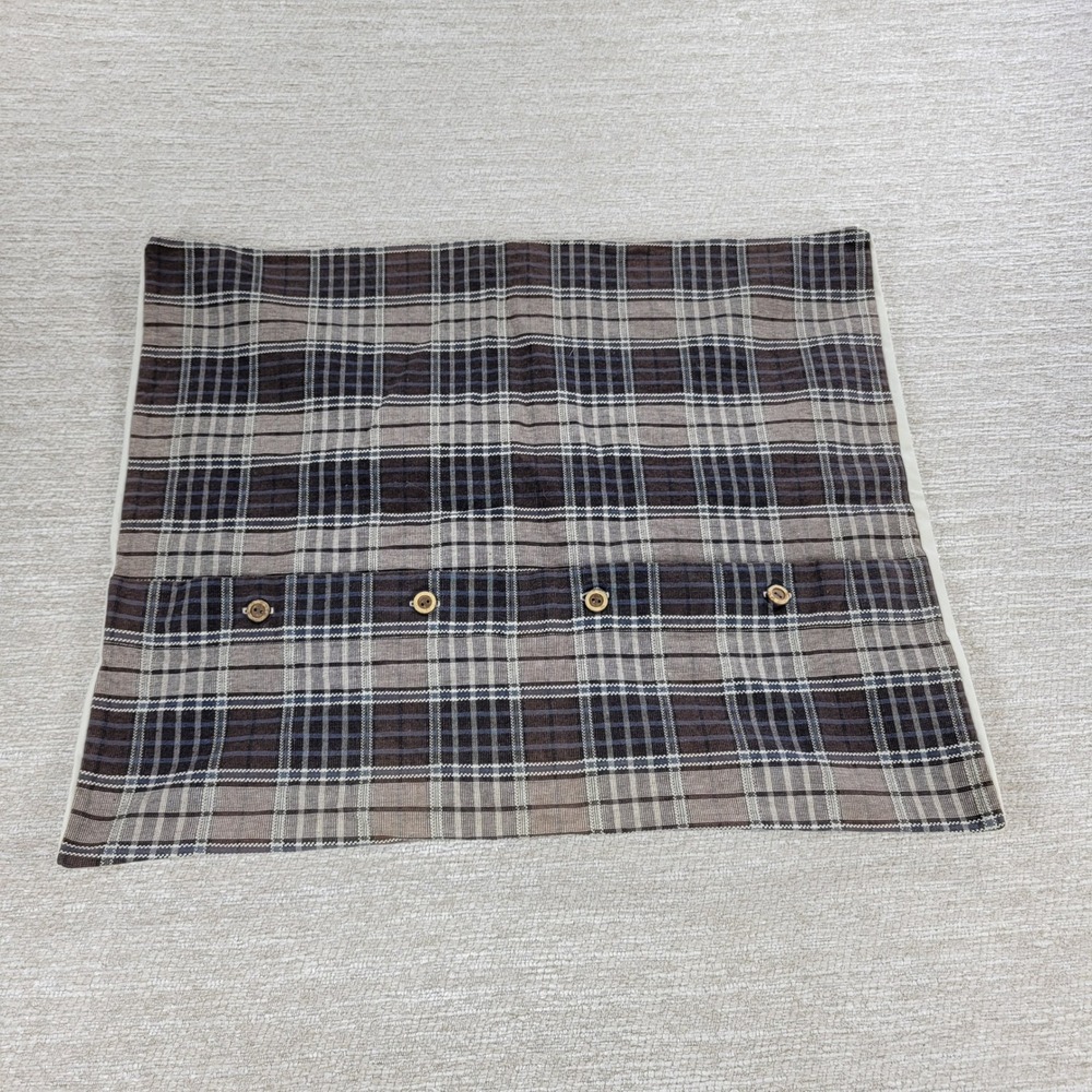 IKEA Alvine Lov Embroidered Floral Pillow Cover 20x24 Cream Cotton Plaid Back - Picture 3 of 16
